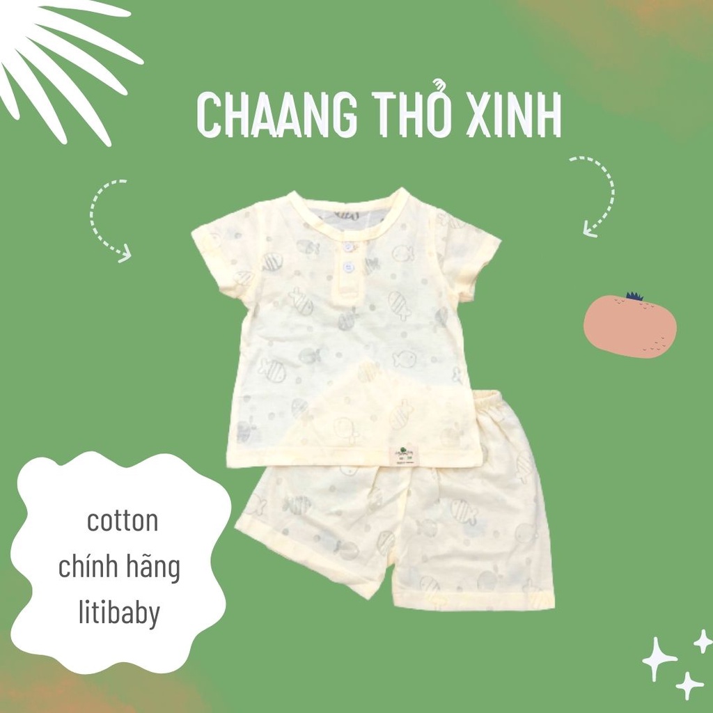 Bộ cotton sơ sinh Hãng LitiBaby vải mềm mại, mỏng mát