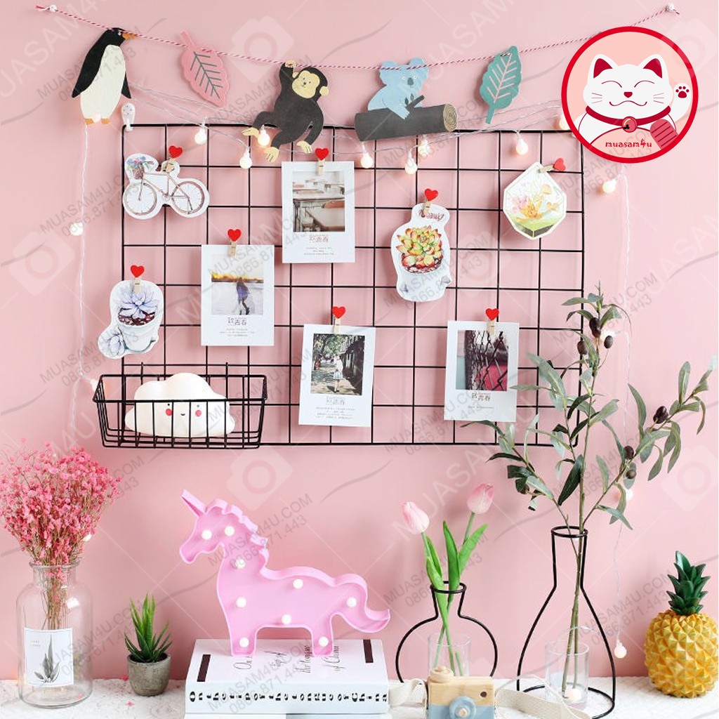 Lưới sắt / thép tĩnh điện decor ⚡𝐅𝐑𝐄𝐄𝐒𝐇𝐈𝐏⚡ Khung decor nhà cửa, trang trí phòng ngủ, treo hình ảnh siêu đẹp