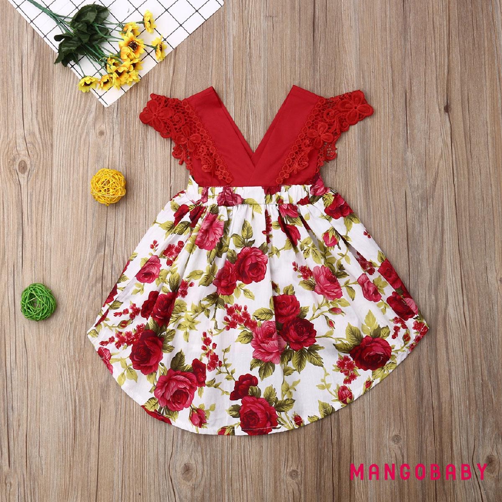 ♬MG♪-Baby Girl Infant Flower Bodysuit+Headwear Or Sleeveless Pop Dress Outfit Cotton Girls Summer Wear