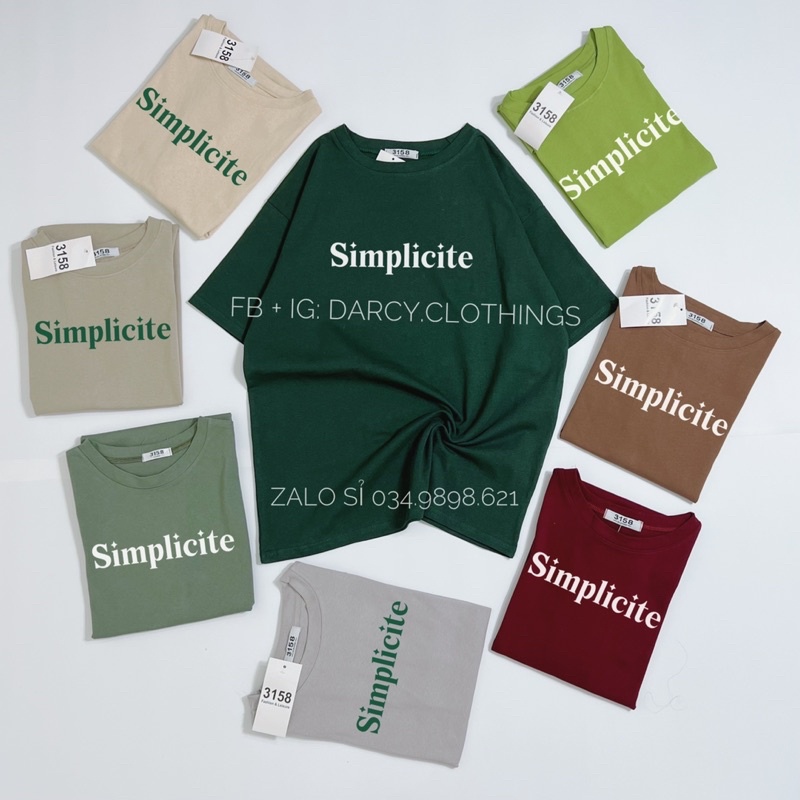 áo thun 3158 cotton quảng châu ✨ FREESHIP ✨ áo in chữ Simplicite unisex nam nữ