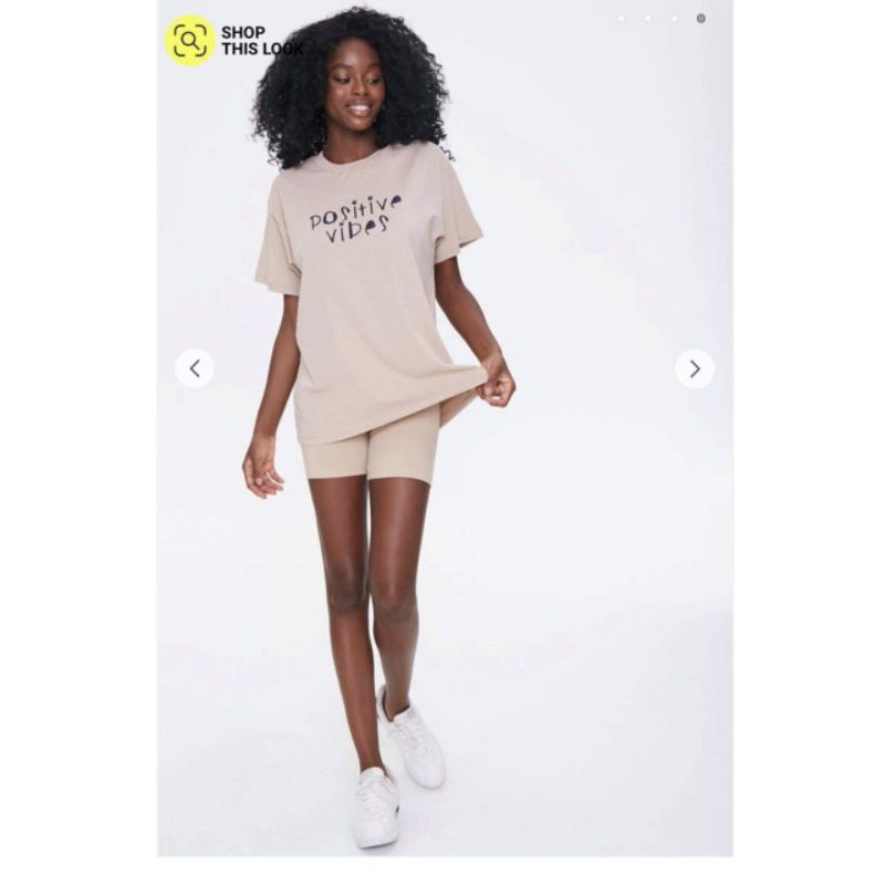 áo thun in chử positive vibes F21