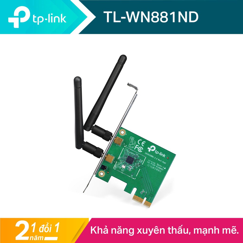 TP-Link N 300Mbps Card mạng PCI Express Wi-Fi - TL-WN881ND - Hàng Chính Hãng