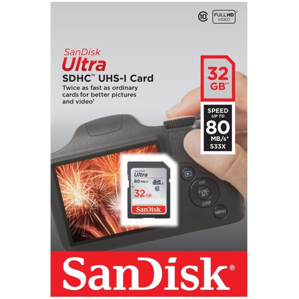 Thẻ nhớ SDHC SanDisk Ultra 533x 32GB Class 10 UHS-I 80MB s (Xám)