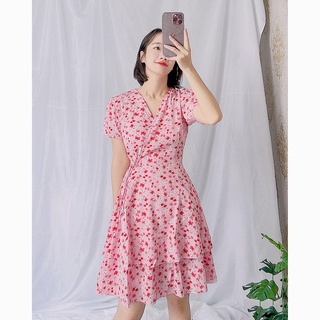 Đầm váy nữ hoa cổ chéo xinh xắn Rolisa RD057