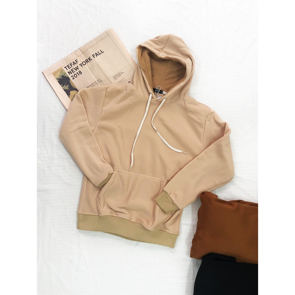 ÁO HOODIE TRƠN CÓ MŨ UNISEX CHẤT NỈ BÔNG THỜI TRANG MÙA ĐÔNG - KGV016