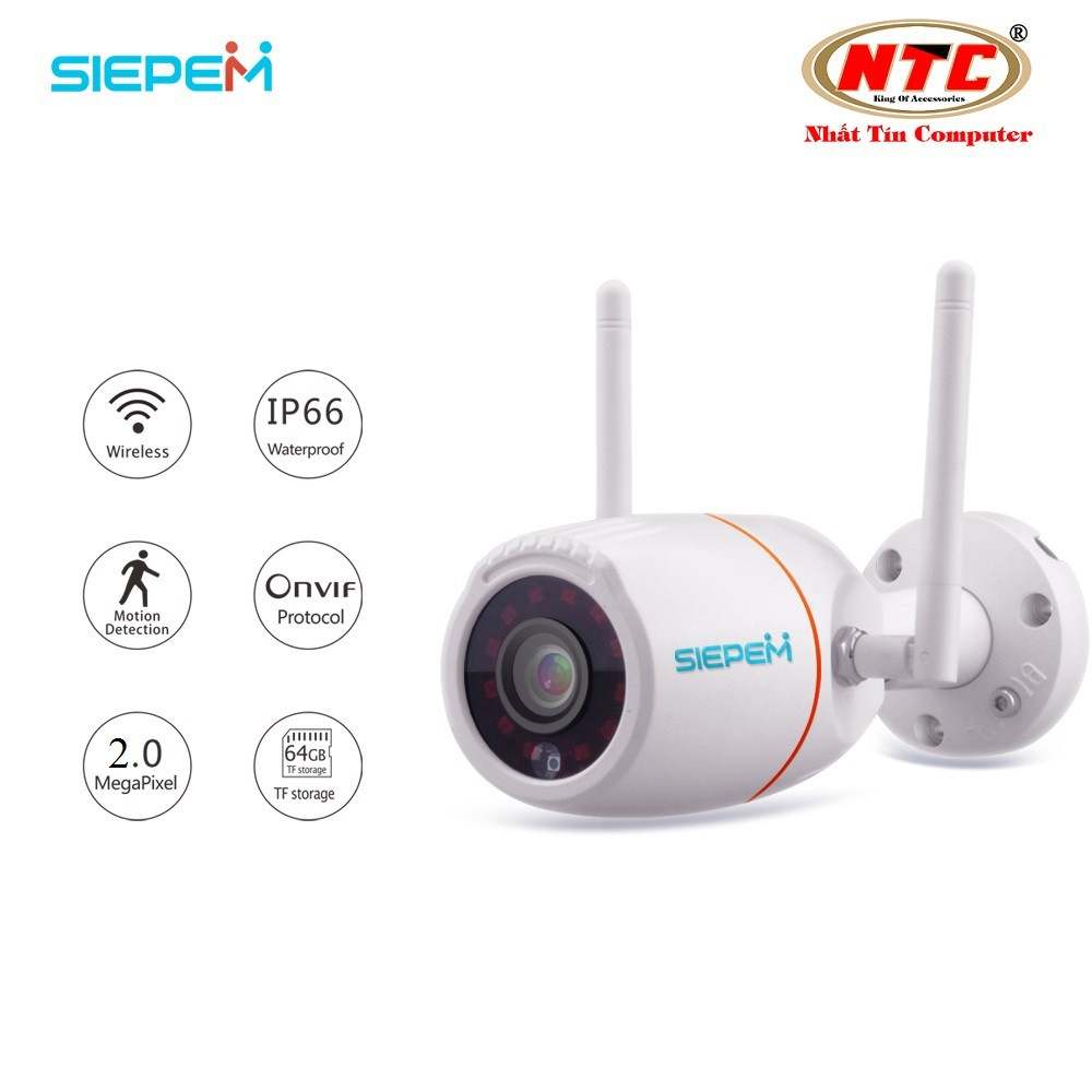 [Mã ELMS4 giảm 7% đơn 500K] Camera IP Wifi Trong nhà Ngoài trời SIEPEM S6865 FullHD 1080P - độ phân giải 2.0MP (Trắng)