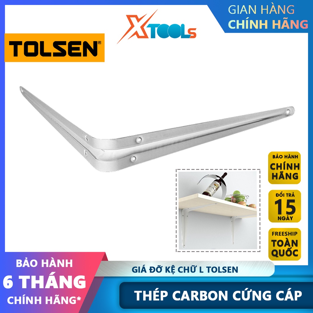 Giá đỡ chữ L Tolsen nhiều kích thước, thép carbon cứng chắc chắn thiết kế chữ L kế hợp được nhiều kệ[CHÍNH HÃNG][XTOOLS]