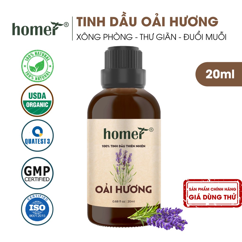 Tinh dầu Homer Oải Hương Tây Ban Nha - Lavender Essential Oil - đạt chuẩn chất lượng kiểm định