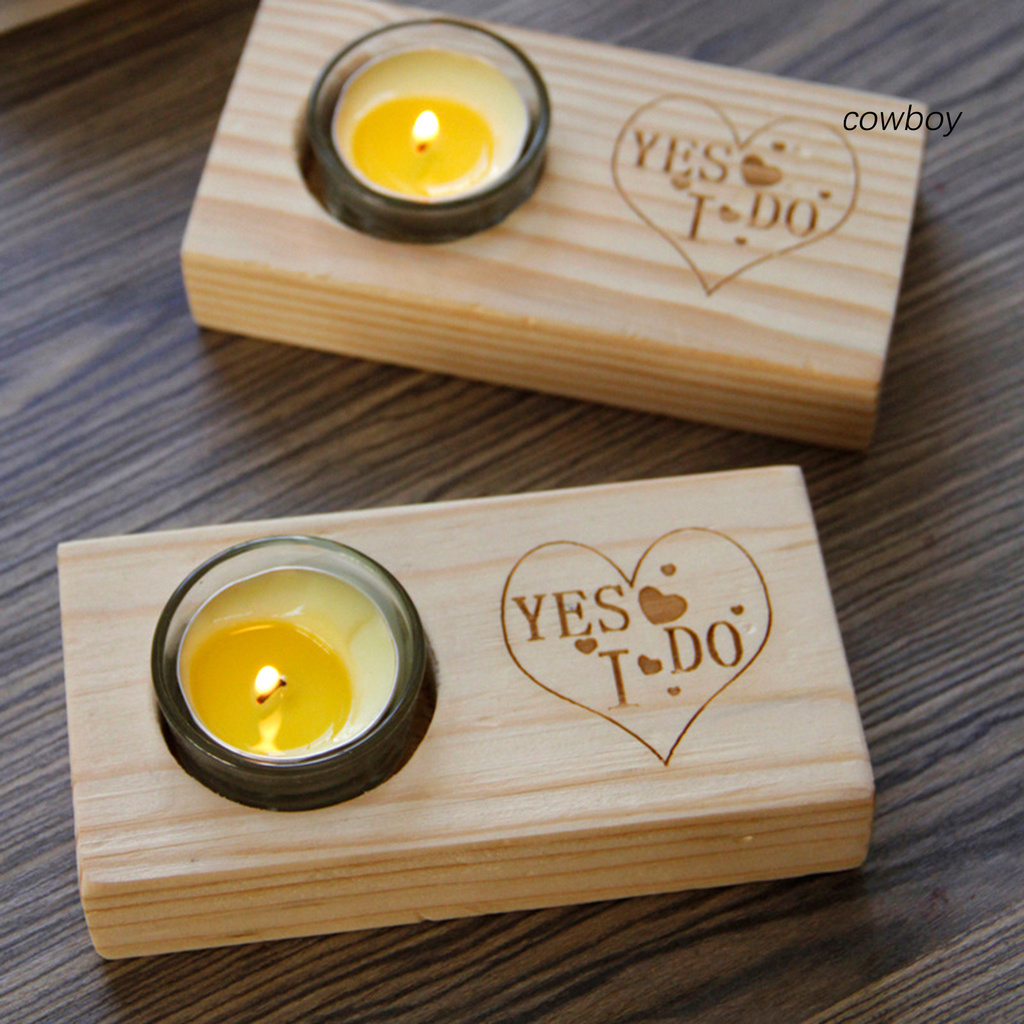 COB|Candle Holder Simple Table Decoration Nordic Style Romantic Wooden Pastoral Candlestick for Marriage Proposal