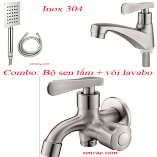 COMBO BỘ SEN TẮM LẠNH + VÒI LAVABO LẠNH INOX 304