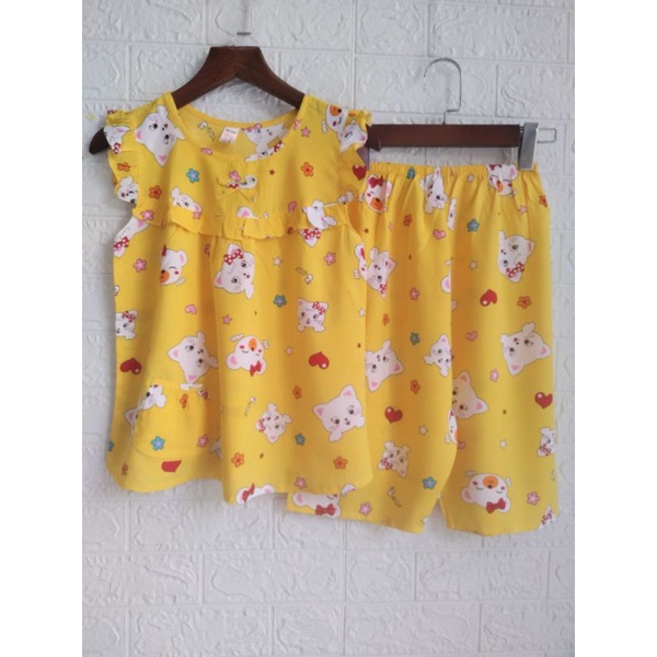 (SIZE  S: 25-28kg) Bộ  tole/ lanh quần  lửng  Bé  GÁI