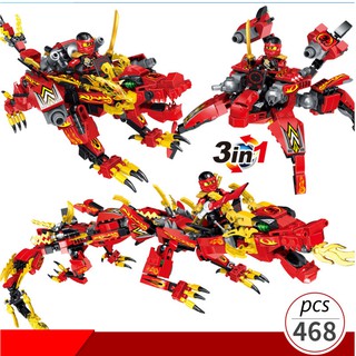 [468 Chi Tiết] Bộ Đồ Chơi Xếp Hình Ninja Rồng Cho Bé, Lắp Ghép Mô Hình Dragon Rồng