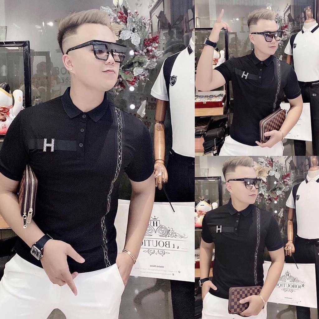 Áo thun nam có cổ màu đen, ngắn tay phong cách hàn quốc MURADFASHION MS2088