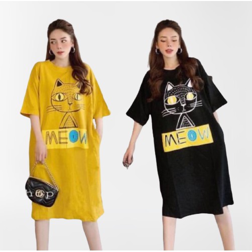 Đầm suông nữ Shynstores - váy xuông cotton tay lỡ Moev form rộng freeship