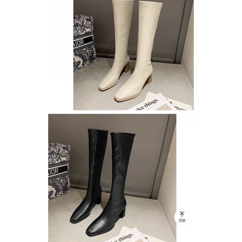 [sẵn]bốt gối (boot đùi) gót cạnh da lì trơn 7p-có lót nỉ (FULL HỘP hàng QC) mã 229 | BigBuy360 - bigbuy360.vn