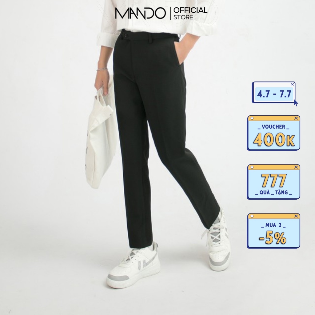 Quần Tây Âu Nam MANDO Ống Côn Công Sở 2 Màu Đen Be Form Đứng Kiểu Dáng Basic Lịch Lãm Trẻ Trung Hàn Quốc QKN020 - Hàng m