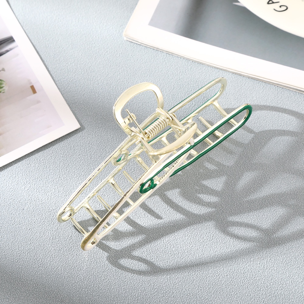 Kẹp tóc Haimeikang bằng kim loại kích thước lớn hai tông màu sáng tạo thời trang dành cho nữ