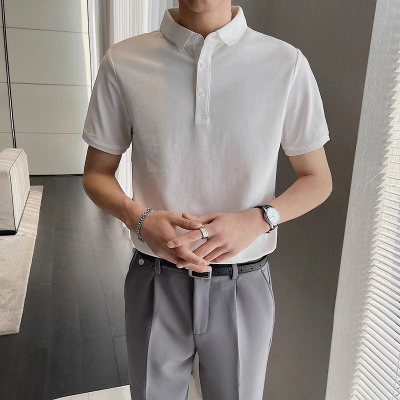 Áo polo nam cổ bẻ áo trơn thun cộc tay vải cá sấu  phong cách trẻ trung chuẩn form