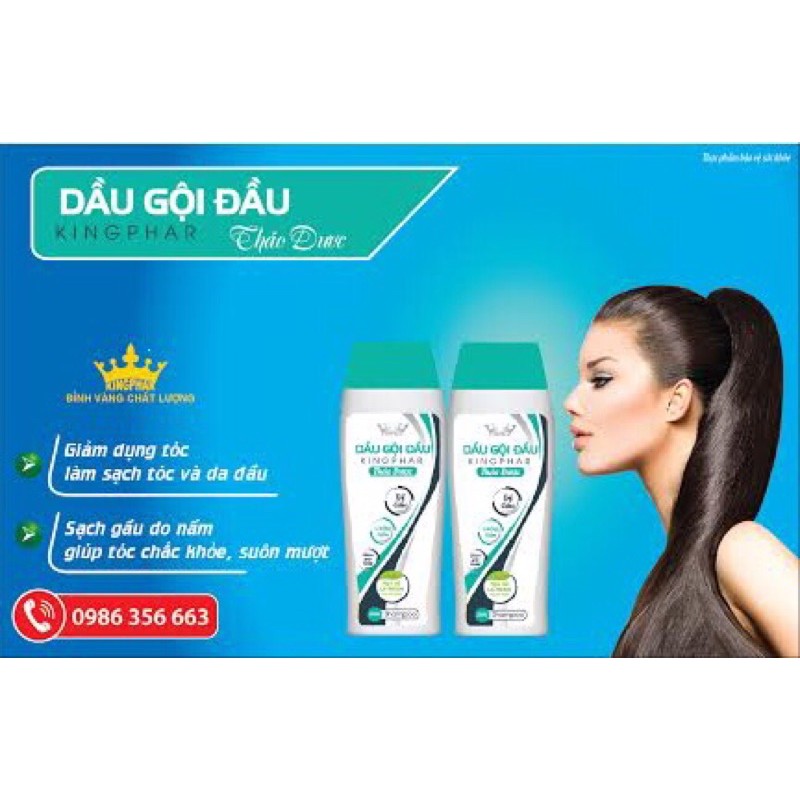 Dầu Gội Đầu Thảo Dược  KINGPHAR - Chai 200g - Hạn chế tóc gãy rụng, sạch gàu và mượt tóc