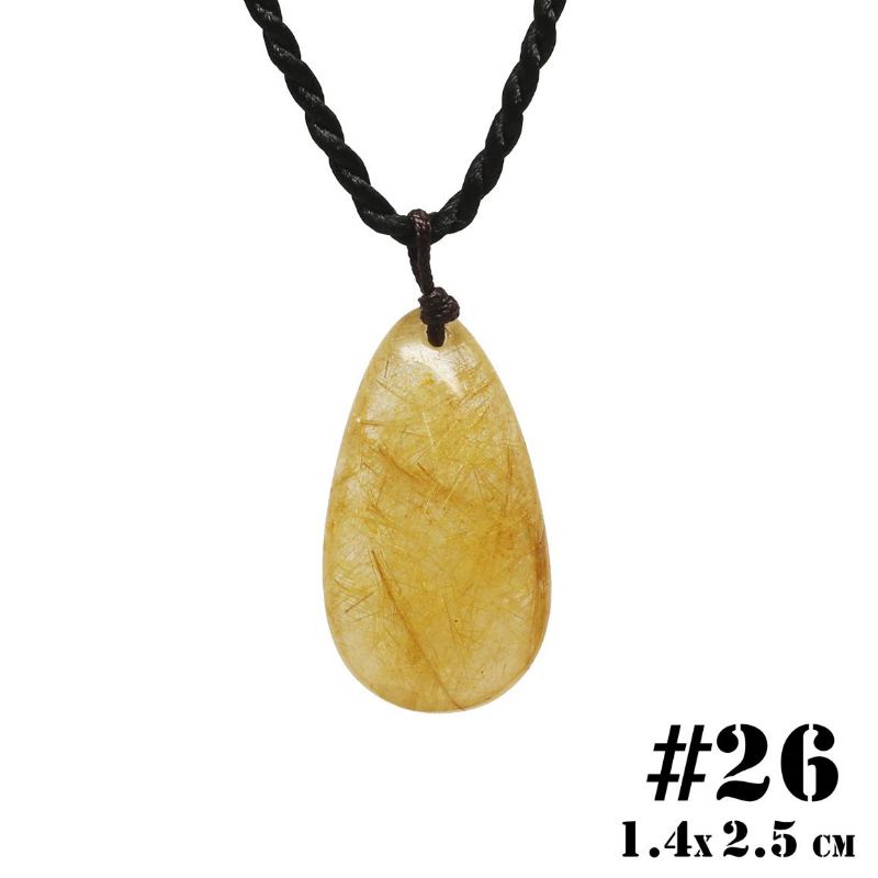 Mặt dây chuyền giọt nước đá tóc vàng, dùng đeo cổ, thanh tẩy năng lượng tiêu cực