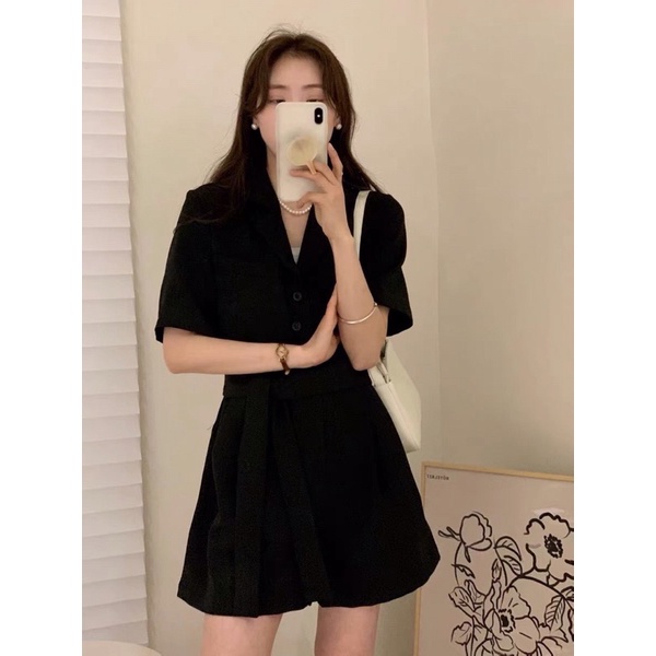 JUMPSUITS CỔ VEST ĐAI EO 2 MÀU