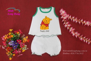 Bộ bé gái sát nách 100% cotton (4-15kg)