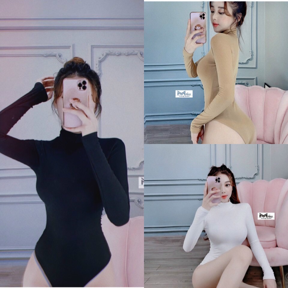 Bodysuit cổ lọ tay dài ôm sát body siêu gợi cảm - bodysuit siêu hot mẫu mới về hàng