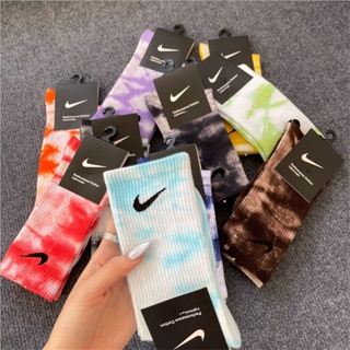 Vớ thể thao cotton ống dài màu nhuộm tie-dye cho nam nữ