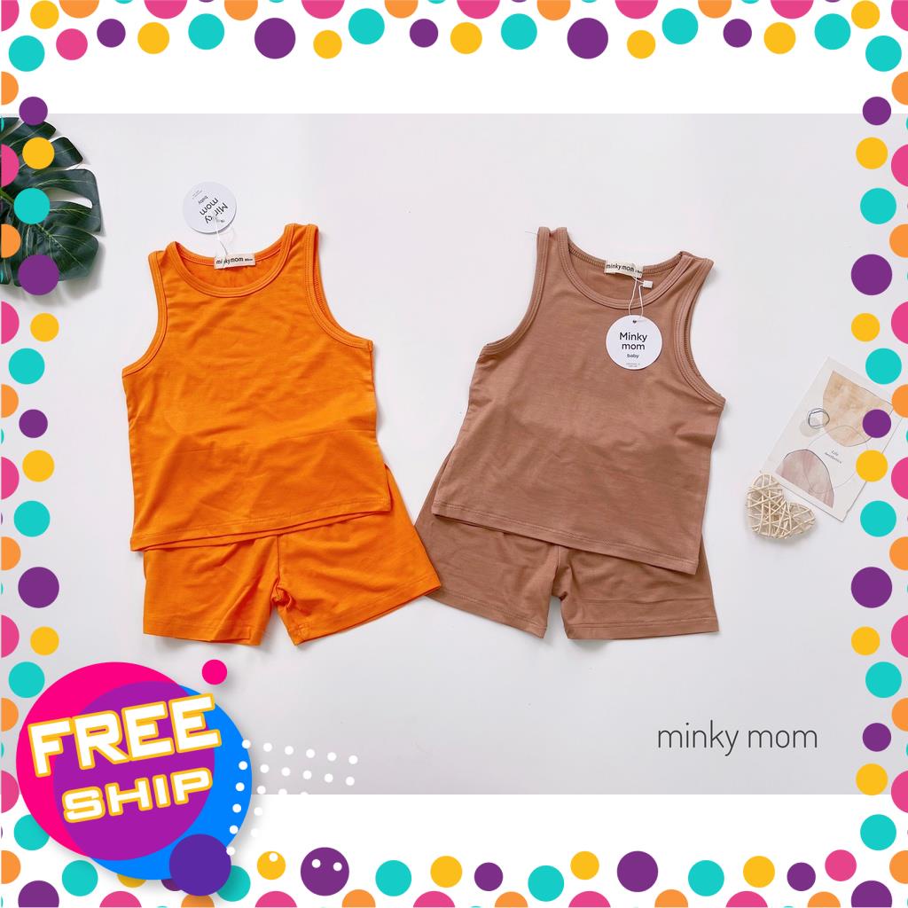 [8-20kg] Bộ Cộc Ba Lỗ Thun Lạnh Minky Mom Mềm Mát Tông Màu Đơn Giản Cho Bé Trai Bé Gái Size Nhí