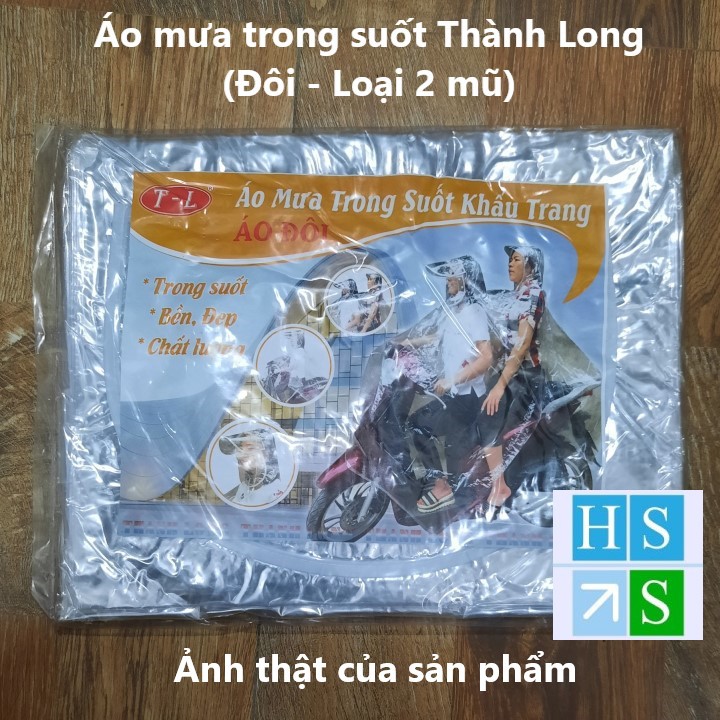 Áo mưa trong suốt Thành Long (Đôi, 2 Mũ) - Hàng cao cấp, mềm, dẻo