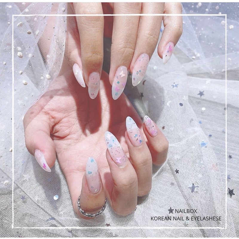 [Mã NHUQAD giảm 10% đơn 100k][NAIL BOX] Nailbox móng úp thiết kế sẵn mẫu nhũ kèm keo dũa