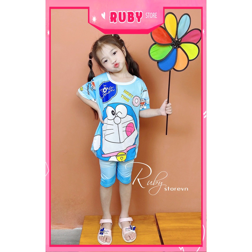 Đồ bộ thun in 3D cho mẹ và bé trai bé gái size đến 70kg chất thun mềm mát in hình doremon dễ thương DBRBD FULL SIZE