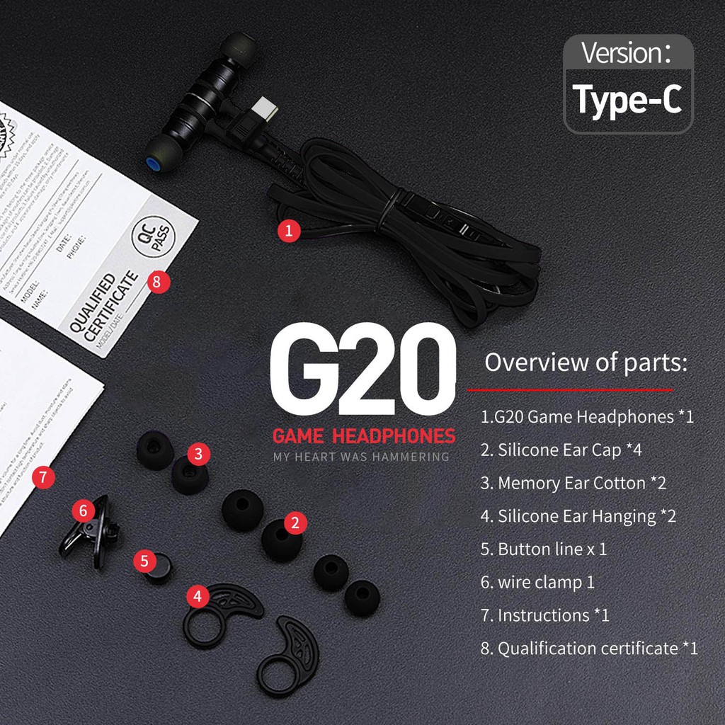 Tai nghe G20 Plextone,chuyên game thế hệ mới,chân cắm typeC,tặng móc khóa PUBG