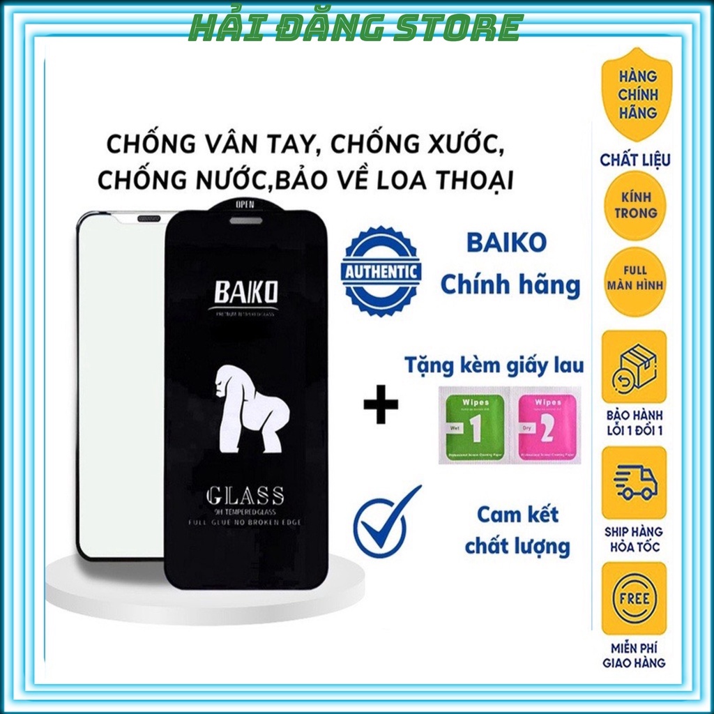 Cường Lực Full Màn IPhone Cao Cấp BaiKo Dành Cho IP 7Plus/8Plus/X/Xr/Xsmax/11/11Promax/12/12Promax/13/13Promax