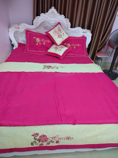 (giá sốc) Trọn bộ ga cưới 7 món Satin cotton
