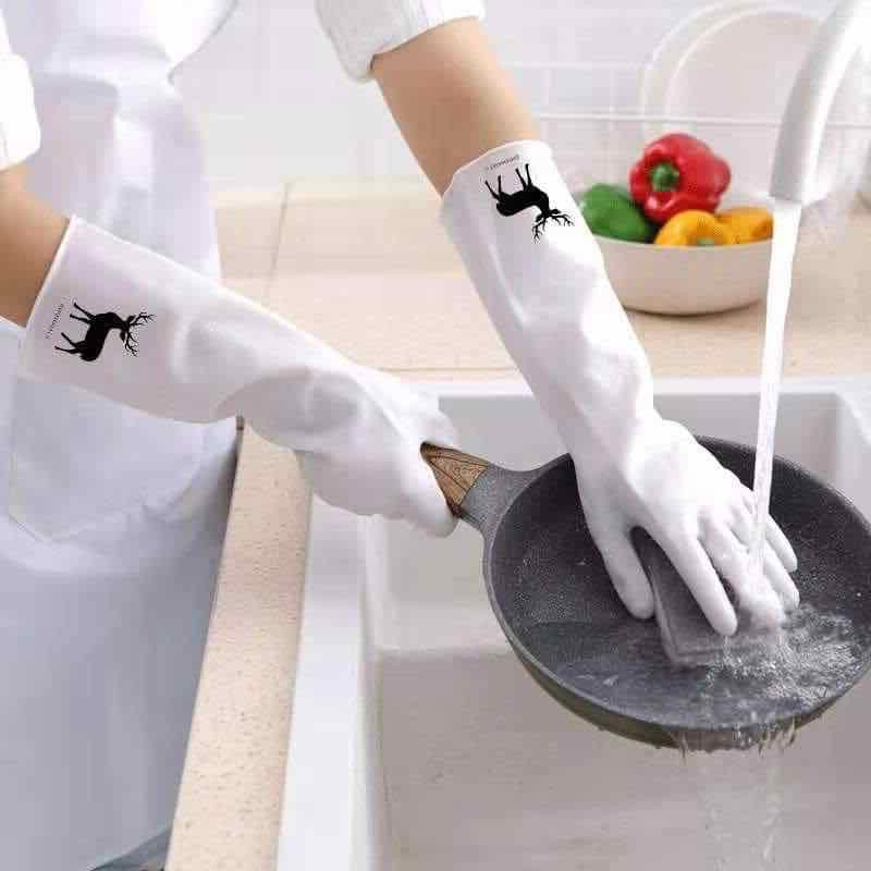 Găng tay rửa chén bát họa tiết hình hươu - Găng tay nhà bếp cao su non siêu dai - An toàn bảo vệ da tay | BigBuy360 - bigbuy360.vn