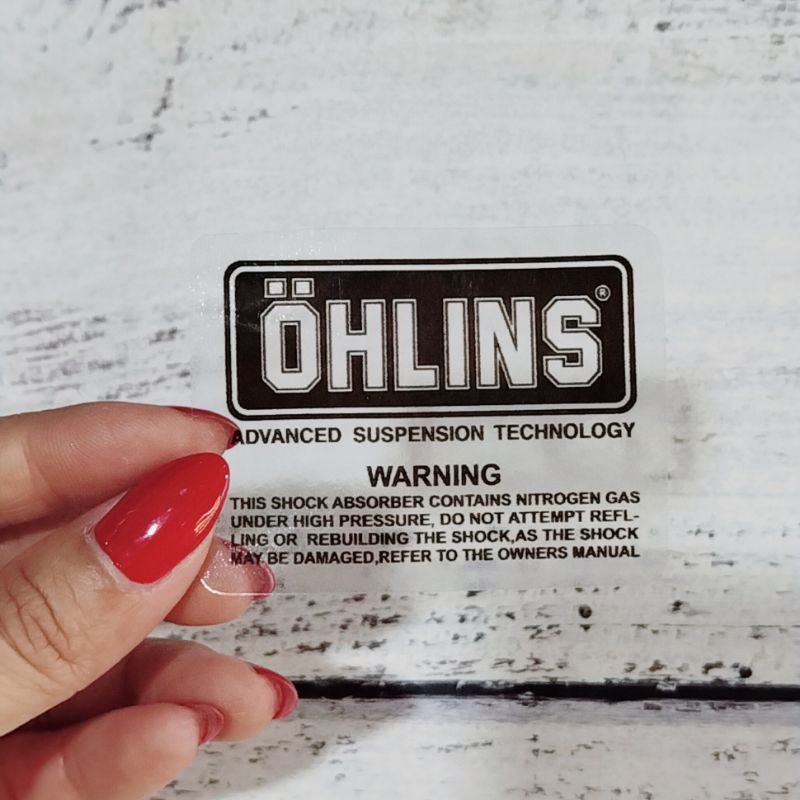 Tem decal trong suốt dán trang trí bình dầu phuộc OHLINS đủ mẫu