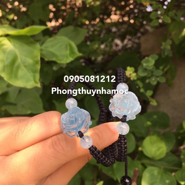 Hoa mẫu đơn xanh aqua phối dây handmade