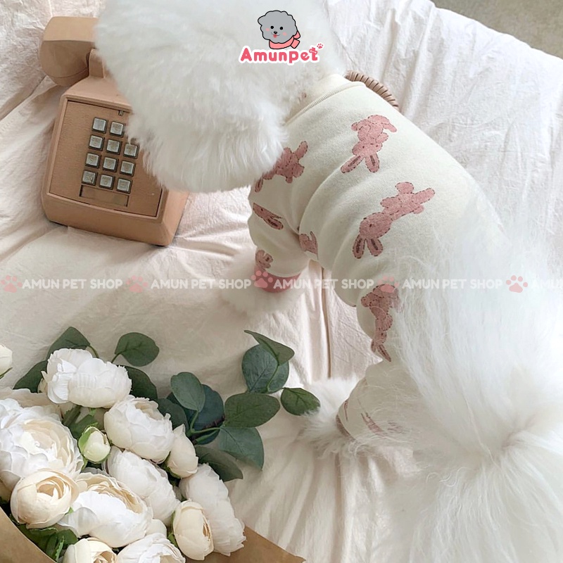 Jumpsuit Cho Chó Mèo Cao Cấp Hàn Quốc Chất Đẹp Dễ Thương Bộ Đồ Quần Áo Liền Thân Cho Thú Cưng Mặc Ngủ Amun Pet