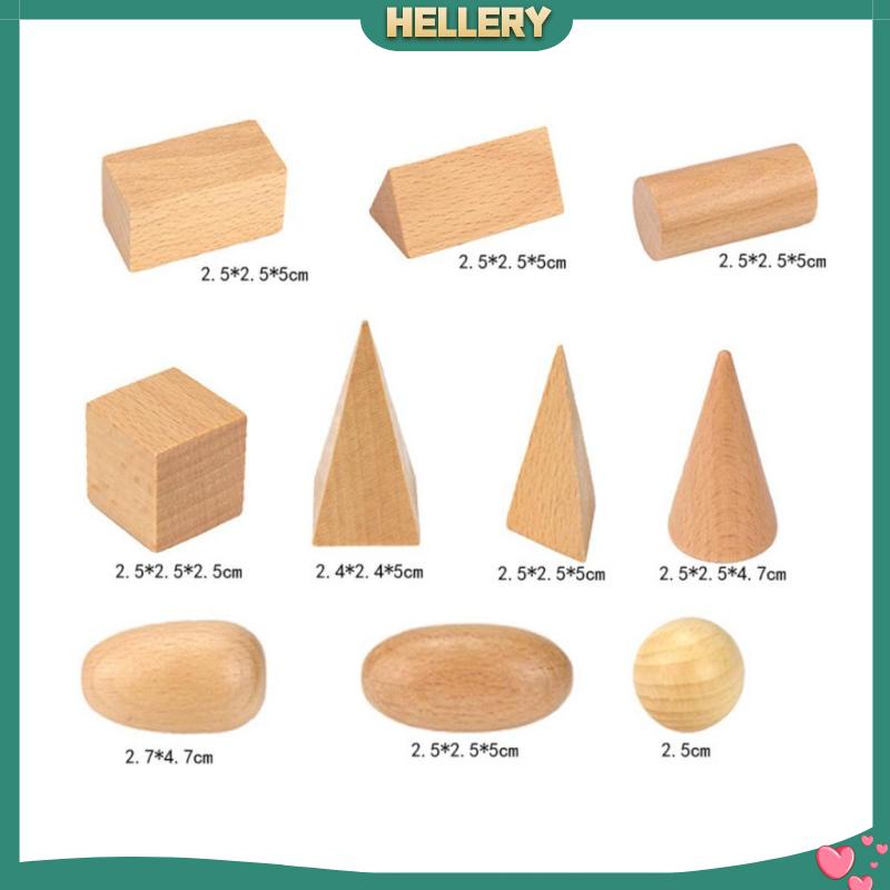 Bộ 10 Khối Gỗ Hình Học 3D Đồ Chơi Cho Bé