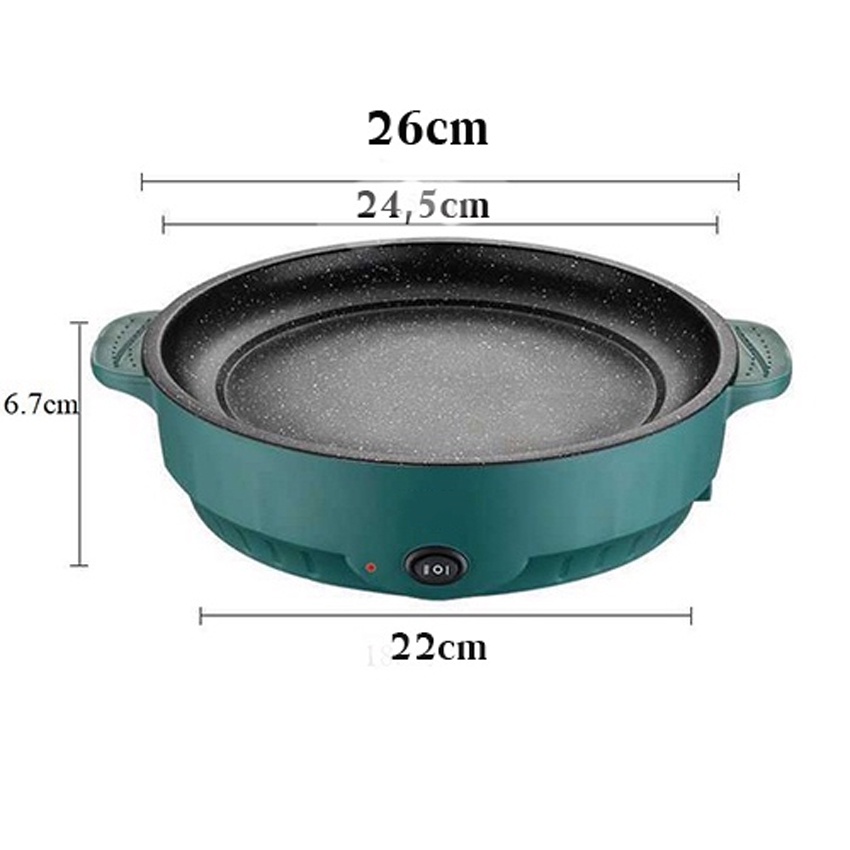 Chảo Nướng Điện Đa Năng Mini, Công Suất 600W, Kích Thước 26cm, Mặt Chảo Chống Dính Cao Cấp, Có Thể Điều Chỉnh Nhiệt Độ