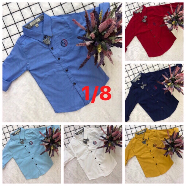 [NHẬP KIDTET hoàn 15% xu đơn 150k] Áo sơ mi dài tay bé trai,chất cotton đẹp, mát, cực co dãn, còn đủ màu như hình