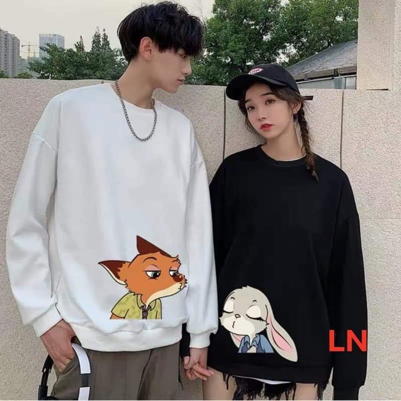 set 2 áo đôi nam nữ cáo và thỏ cổ chui LN065