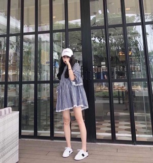 💋 Đầm BabyDoll Caro Phối Ren