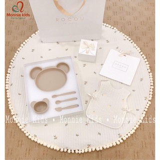 [Mã MKBC13 giảm 80k đơn 1 triệu] Set Ăn Dặm Rocou Silicon Hàn Quốc Hình Gấu 5 Món