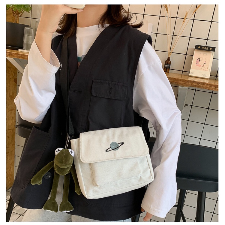 Túi Đeo Vai Vải Canvas Cỡ Lớn Kiểu Harajuku Nhật Bản Cá Tính