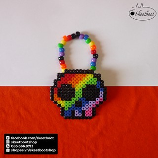 Vòng kandi perler đầu lâu cầu vồng - phụ kiện rave edm festival raver kandi perler DJ