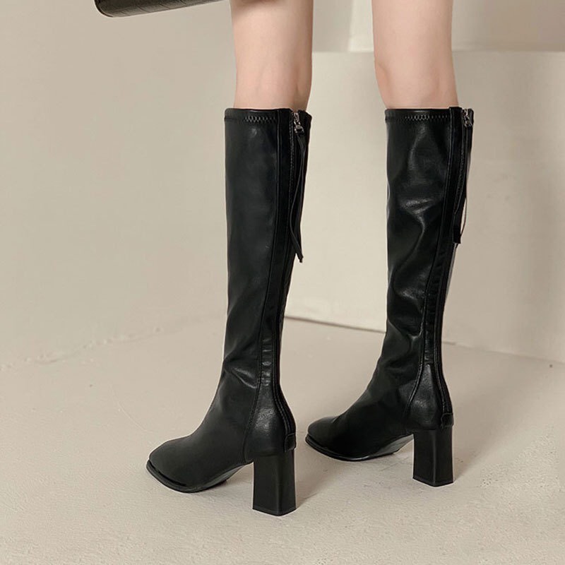 Boot Đùi Nữ Bốt nữ Cao Cổ Đầu Gối Da Mờ Cao Cấp Khóa Sau Dây Dài (Ảnh Thật - Fullbox 9812)