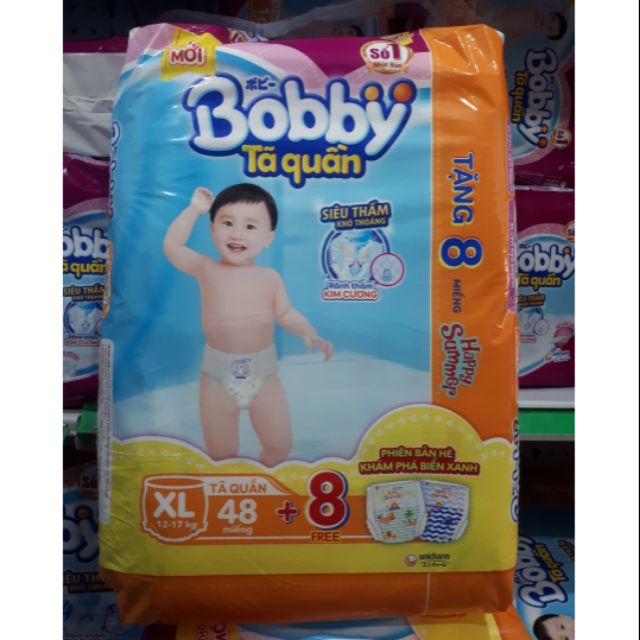 Bỉm quần Bobby size XL48 miếng  cho trẻ  12 đến 17kg