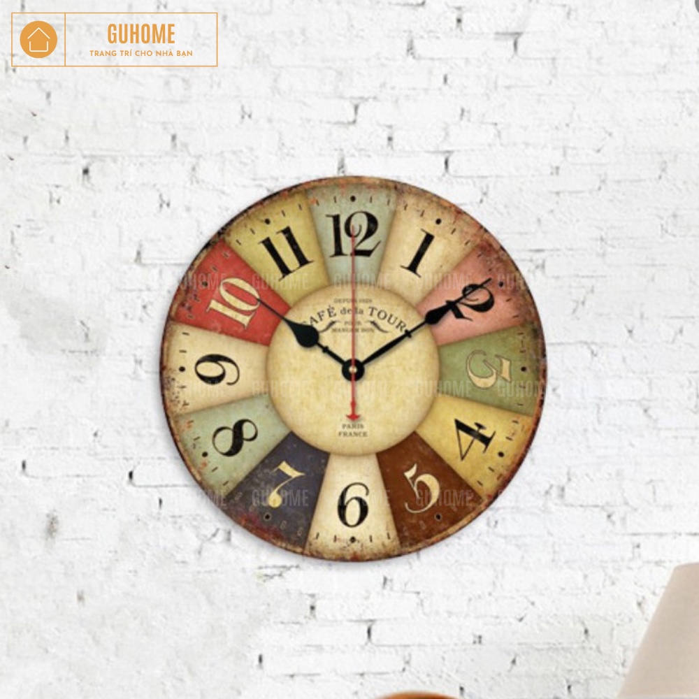 [RẺ VÔ ĐỊCH] Đồng Hồ Treo Tường Decor Phong Cách Vintage, Cổ Điển Đường Kính 30cm